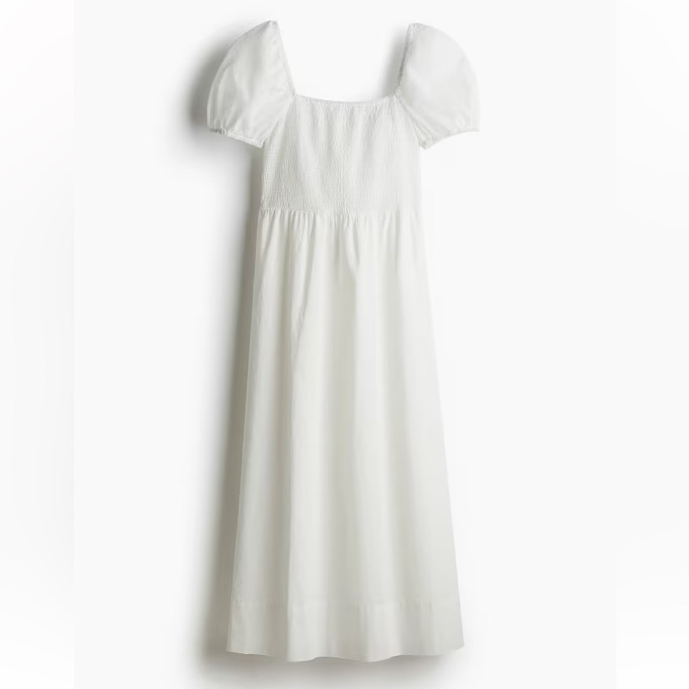 Puff-Sleeved Cotton Dress